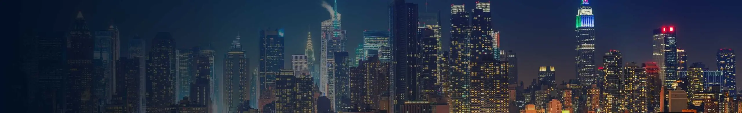Skyline at night of New York City