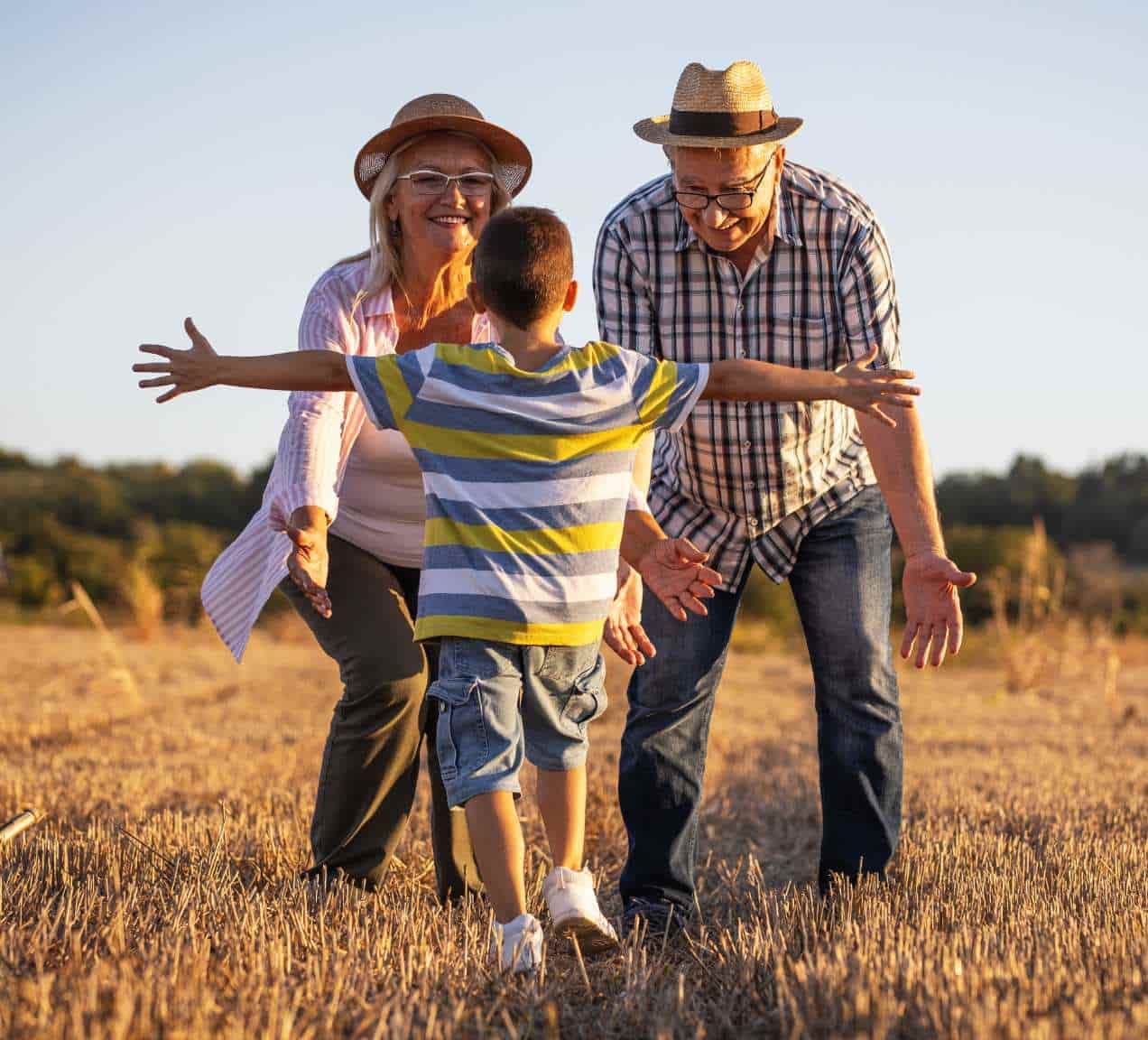 Family in a field